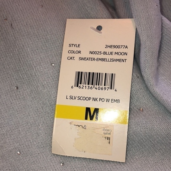 Debbie Morgan Embellished Blue Moon Scoop Neck Long Sleeve Sweater S/M NWT - Picture 9 of 13
